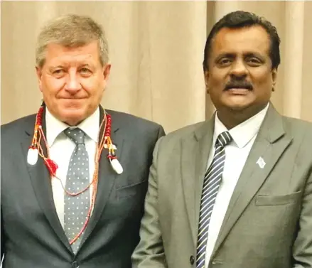  ??  ?? Internatio­nal Labour Organisati­on Director-General Guy Ryder and Minister for Employment, Productivi­ty and Industrial Relations Parveen Bala.