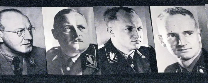  ?? ?? Ein Teil der Gauleiter-Riege – v. li.: Hugo Jury (Niederdona­u), Hubert Klausner (bis 1939 Kärnten), Gustav Adolf Scheel (Salzburg) und Friedrich Rainer (zuerst Salzburg, später Kärnten).