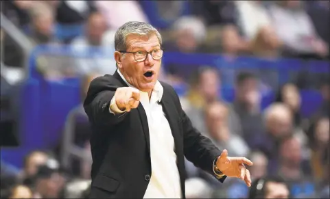  ?? Jessica Hill / Associated Press ?? UConn coach Geno Auriemma in the second half of a game in Hartford in January.