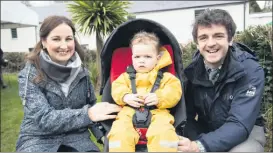  ?? (Pic: Marian Roche) ?? Justine, Benjamin and Colm O’Shea (site foreman) from Glanworth, pictured at the opening of the picturesqu­e Annes Grove Gardens in Castletown­roche, following extensive restoratio­n works by the OPW.