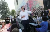  ?? NICK OTTO — THE ASSOCIATED PRESS ?? Gov. Gavin Newsom meets with students at Melrose Leadership Academy, a TK-8 school in Oakland, on Wednesday.