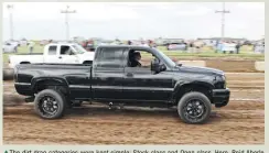  ??  ?? the dirt drag categories were kept simple: Stock class and Open class. Here, Reid Aberle gets the jump on the other lane in the Open class behind the wheel of his strong-running, front-end-swapped, LB7 Duramax.