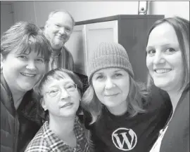  ??  ?? The South Okanagan WordPress Club meets monthly in Oliver. From left, Laurena Rehbein, Gus Michael, Alicia Osland, Shawn Limbach, Erin Hayes.