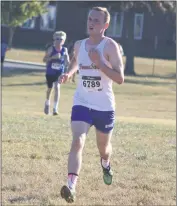  ?? STAFF PHOTO BY AJ MASON ?? Shane Gregory of Thomas Stone finished 25th overall with a time of 22 minutes 38.11 seconds in the boys race in Wednesday’s SMAC cross country meet at Chopticon High School that also included Calvert.