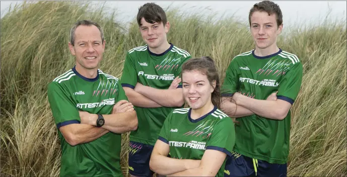  ??  ?? The Carty family from Cloonacool are taking part in RTE show The Fittest Family, dad Bill, daughter Tara and sons Eoin and Liam are sports mad as is mum Mari Johnston.