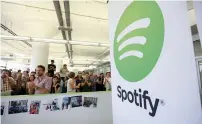  ?? — AFP ?? Spotify has managed a twelve fold rise in its paying user base and is the dominant global brand in streaming music.