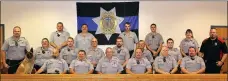  ?? MEGAN DAVIS /MCDONALD COUNTY PRESS ?? Deputies of the McDonald County Sheriff’s Office. Back (L to R): Steve Hollis, Johnny Arnett, Tyler Kester, and Jacob Leake. Middle: Bill Davenport, Jordan Wills, Doc Halverson, Derek Schooley, Gary Huff, Donovan Pierson, Buck Owen, and Becky Ernest....