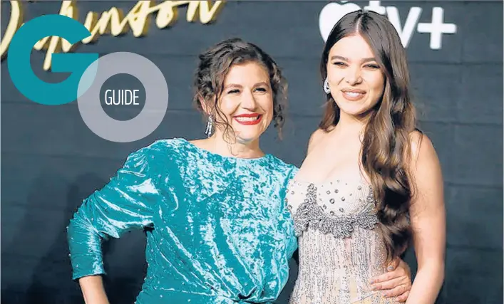  ?? JOHN LAMPARSKI/GETTY ?? Creator Alena Smith and actor Hailee Steinfeld attend a “Dickinson” premiere in 2019 in New York City.