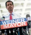  ??  ?? Weiner follows Anthony Weiner’s unsuccessf­ul bid to be the Mayor of New York.