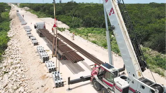  ?? CORTESÍA: TW @TRENMAYAMX ?? Obras del tramo 3 del Tren Maya, en Campeche