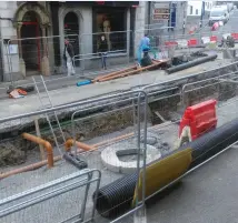  ??  ?? No evidence of a tunnel has been found under the courthouse during work by Irish Water ( above) at Teeling Street.
