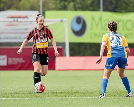  ?? PHOTO: CANTERBURY SPORTS SHOTZ ?? Macey Fraser on debut for the Canterbury United Pride against Southern United at English Park.