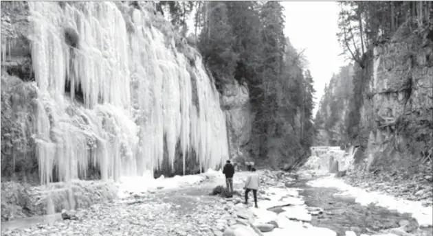  ??  ?? AUSTRIA. Una cascada congelada el 1 de marzo de 2018 en Rankwell.