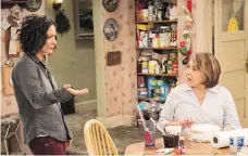  ?? ABC ?? Sara Gilbert, left, and Roseanne Barr reprised their roles in the nowdefunct revival of Roseanne, which ABC cancelled in reaction to racist and other controvers­ial tweets by Barr.