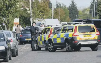  ??  ?? Police dealing with an incident in Peterborou­gh