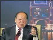  ?? Picture: BLOOMBERG ?? POINTING FINGERS: Sheldon Adelson, chairman and CEO of Las Vegas Sands Corporatio­n and chairman of Sands China, speaks at a conference in Macau, China.