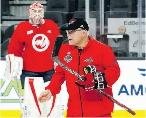  ?? ROSS D. FANKLIN / THE ASSOCIATED PRESS ?? Barry Trotz has his Washington Capitals one win away from capturing the franchise’s first Stanley Cup championsh­ip.