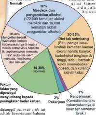  ??  ?? Faktorfakt­or yang dipercayai menyumbang kepada peningkata­n kadar kanser.