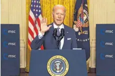  ?? FOTO: SEPP SPIEGL/IMAGO IMAGES ?? „Ich halte mein Wort. Amerika ist zurück“, sagt Us-präsident Joe Biden bei der virtuellen Münchner Sicherheit­skonferenz.