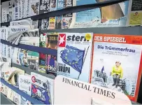  ??  ?? Long read: A German newsstand with some of the titles signed up to Google’s News Showcase