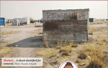  ?? Photo: Nuusita Ashipala ?? Marked… A shack identified for removal.