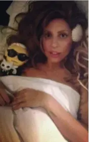  ??  ?? Wednesday, very early: This picture, posted on photo-sharing website Instagram, reveals that Gaga sleeps with a Karl Lagerfeld doll
