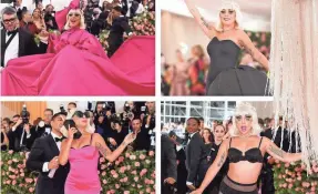  ??  ?? Lady Gaga brought an entire wardrobe to the Met Gala on Monday. JAMIE MCCARTHY/GETTY IMAGES, NEILSON BARNARD/GETTY IMAGES AND DIA DIPASUPIL/FILMMAGIC