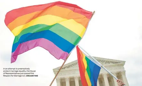  ?? DREAMSTIME ?? In an attempt to preemptive­ly protect marriage equality, the House of Representa­tives just passed the Respect for Marriage Act.