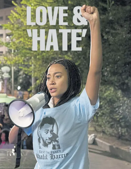  ??  ?? SPEAKING OUT: Amandla Stenberg plays a girl who witnesses the fatal police shooting of her friend.