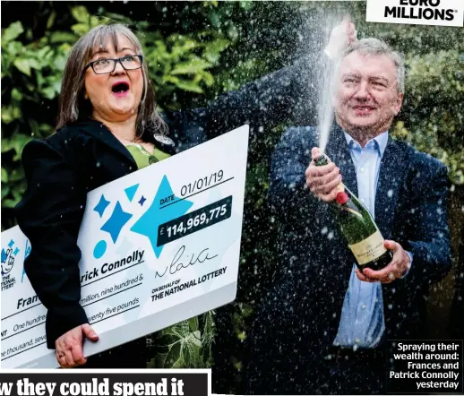  ??  ?? Spraying their wealth around: Frances and Patrick Connolly yesterday