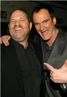  ??  ?? Harvey Weinstein with Quentin Tarantino. The Weinstein allegation­s have revealed a culture of contempt for women in Hollywood