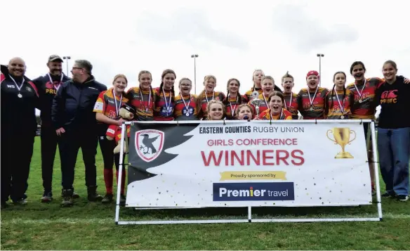  ?? ?? The title-winning Peterborou­gh RUFC Under 14 girls team.