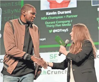  ?? GETTY IMAGES FOR TECHCRUNCH ?? Kevin Durant quickly took ownership of his mistake this week.