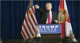  ?? ASSOCIATED PRESS ?? Republican presidenti­al candidate Donald Trump calls on a reporter during a news conference at Trump National Doral, Wednesday in Tampa, Florida.