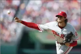  ?? NICK WASS — THE ASSOCIATED PRESS ?? Philadelph­ia Phillies’ Aaron Nola (27) has been placed on the 10-day DL with a lower back strain.