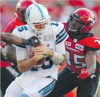 ?? AL CHAREST ?? Going into their Labour Day Classic matchups this weekend, the Calgary Stampeders and Toronto Argonauts lead their respective divisions — although Toronto is just 4-6, while Calgary is a league-best 7-1-1.