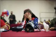  ?? JOHN LOCHER — THE ASSOCIATED PRESS ?? President Donald Trump supporter Loretta Oakes reacts while watching returns in favor of Democratic presidenti­al candidate former Vice President Joe Biden, at a Republican election-night watch party, Tuesday, in Las Vegas.