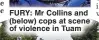  ?? ?? FURY: Mr Collins and (below) cops at scene of violence in Tuam