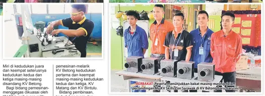  ??  ?? BERBAKAT: Peserta menunjukka­n bakat masing-masing dalam pertanding­an My KV Skills Zon Sarawak di KV Betong baru-baru ini.