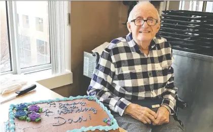  ?? PAMELA COWAN ?? Ian Cowan celebrated his 93rd birthday quarantine­d and without family and friends at Wascana Rehabilita­tion Centre in Regina.