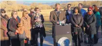  ?? ADOLPHE PIERRE-LOUIS/JOURNAL ?? Mayor Tim Keller, joined by environmen­tal activists and others, discusses efforts to address climate change at a Thursday news conference at the Open Space Visitor Center on the West Side.