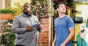  ?? CBS/TNS ?? Cedric the Entertaine­r (left) and Max Greenfield’s characters stay on the light side in “The Neighborho­od,” the CBS sitcom approachin­g its 100th episode.