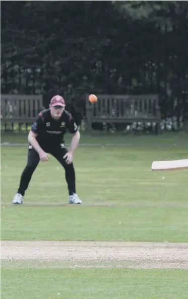  ??  ?? Whitburn batsman James Thompson hits a six during the match with Philadelph­ia last Saturday. Whitburn take