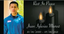  ??  ?? A picture posted to Facebook by the family after learning of Juan’s death.