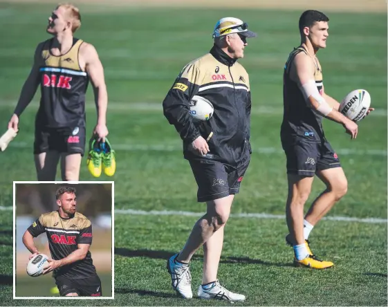  ?? Picture: AAP IMAGE ?? Penrith coach Anthony Griffin (centre) says he wishes Bryce Cartwright (inset) all the best at the Titans.