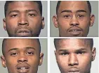  ?? MILWAUKEE COUNTY SHERIFF'S OFFICE, MILWAUKEE JOURNAL SENTINEL ?? The four defendants, Rashawn Smith, Errion Green-Brown, Kyawn Lewis and David Harris (clockwise from top left) face racketeeri­ng charges in connection with an innovative drug-dealing crew.