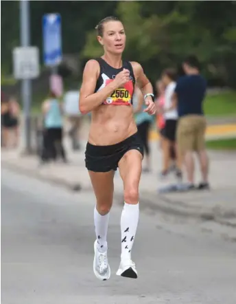  ?? PROVIDED PHOTO ?? Jeannie Sullivan ran a 1:25.52, second in her age group (35-39), at the Madison Mini-Marathon.
