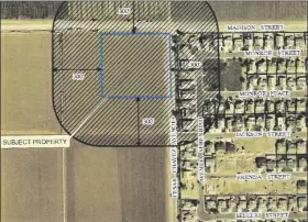  ?? LOANED GRAPHIC ?? THIS MAP SHOWS THE SITE OF A 3.6-ACRE residentia­l subdivisio­n that Maxx Builders proposes to develop on the city’s northwest side.