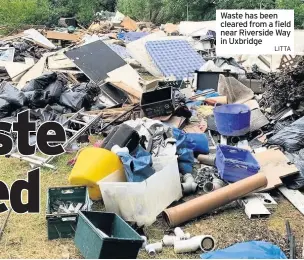  ??  ?? Waste has been cleared from a field near Riverside Way in Uxbridge