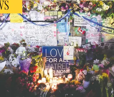  ?? GALIT RODAN / THE CANADIAN PRESS FILES ?? Flowers, notes and candles are piled high on Yonge St. in Toronto on April 24 2018, a day after the Toronto van attack.
An 82-year-old victim, who escaped with minor injuries, says watching the trial of the driver has been difficult.